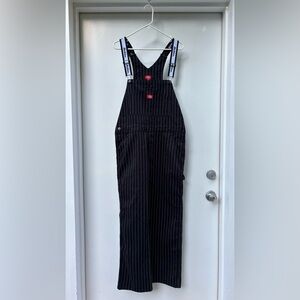 Dickies Black and White Striped Overalls